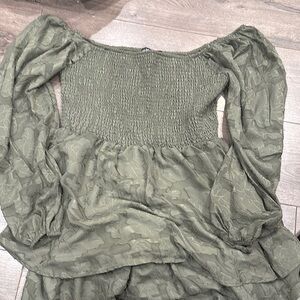 Elegant Olive Green Off-Shoulder Dress